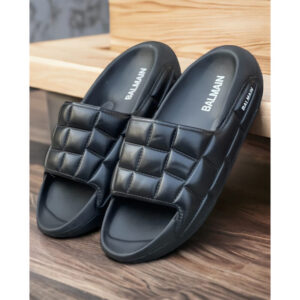 BALMAIN FULL BLACK SQUARE PUFFY SLIDES