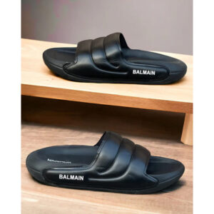 BALMAIN FULL BLACK SQUARE PUFFY SLIDES
