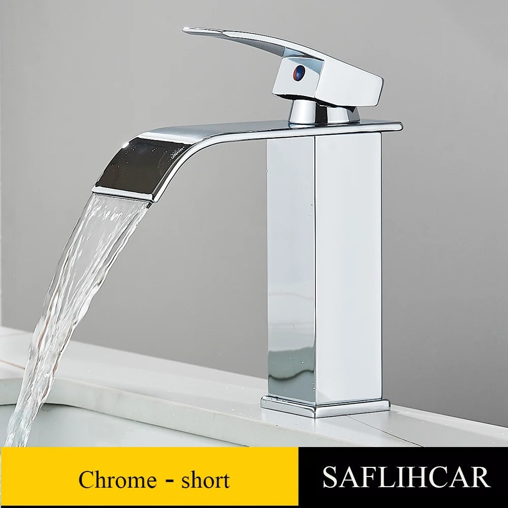 Basin Faucet Waterfall Outlet Hot Cold Mixer