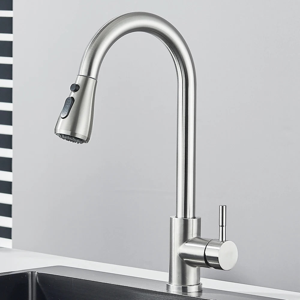 Pull Out Kitchen Faucet 2-way Sprayer Water Tap Single Handle Mixer