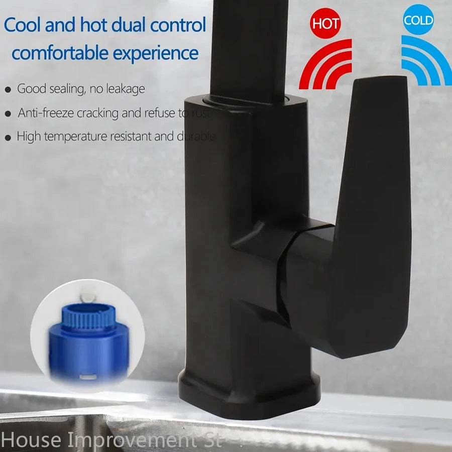 Kitchen Faucet Hot And Cold Water Mixer 360 Degree Rotating Vessel Sink Tap