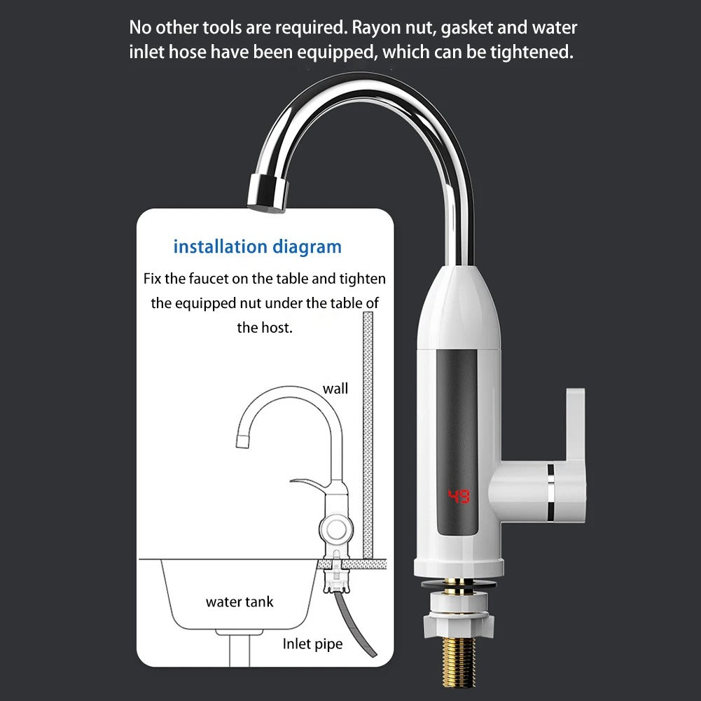 Electric Heating Faucet LCD Display Fast Heating Tap 360 Degree Adjustable