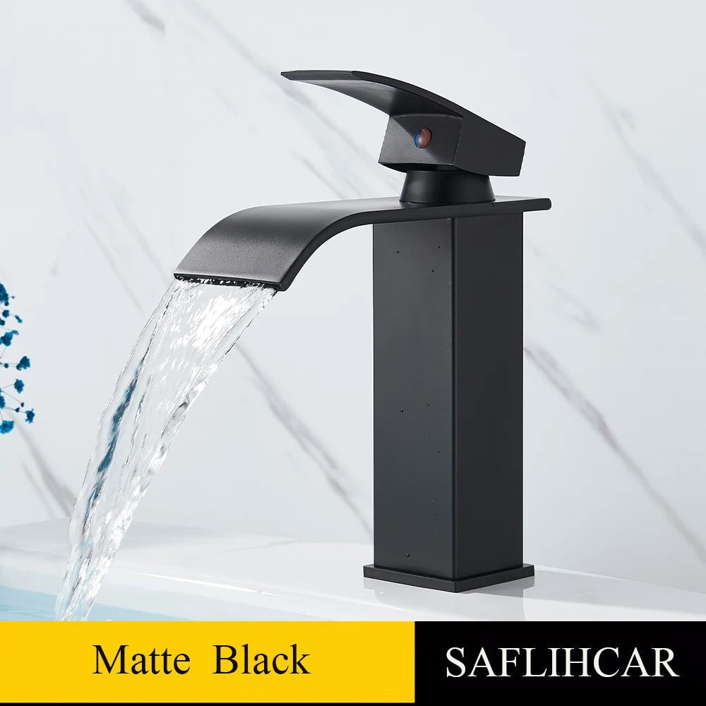 Basin Faucet Waterfall Outlet Hot Cold Mixer